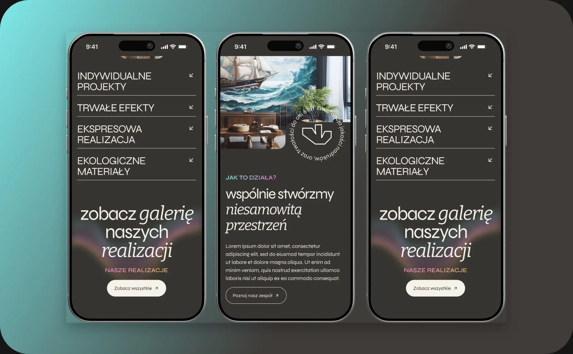 WallPic - projekt mobilnej wersji strony na trzech smartfonach